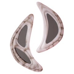 Aqua Fossil II Set Of 2 Mirrors in Alabaster 
Mirror Glass by Amarist Studio