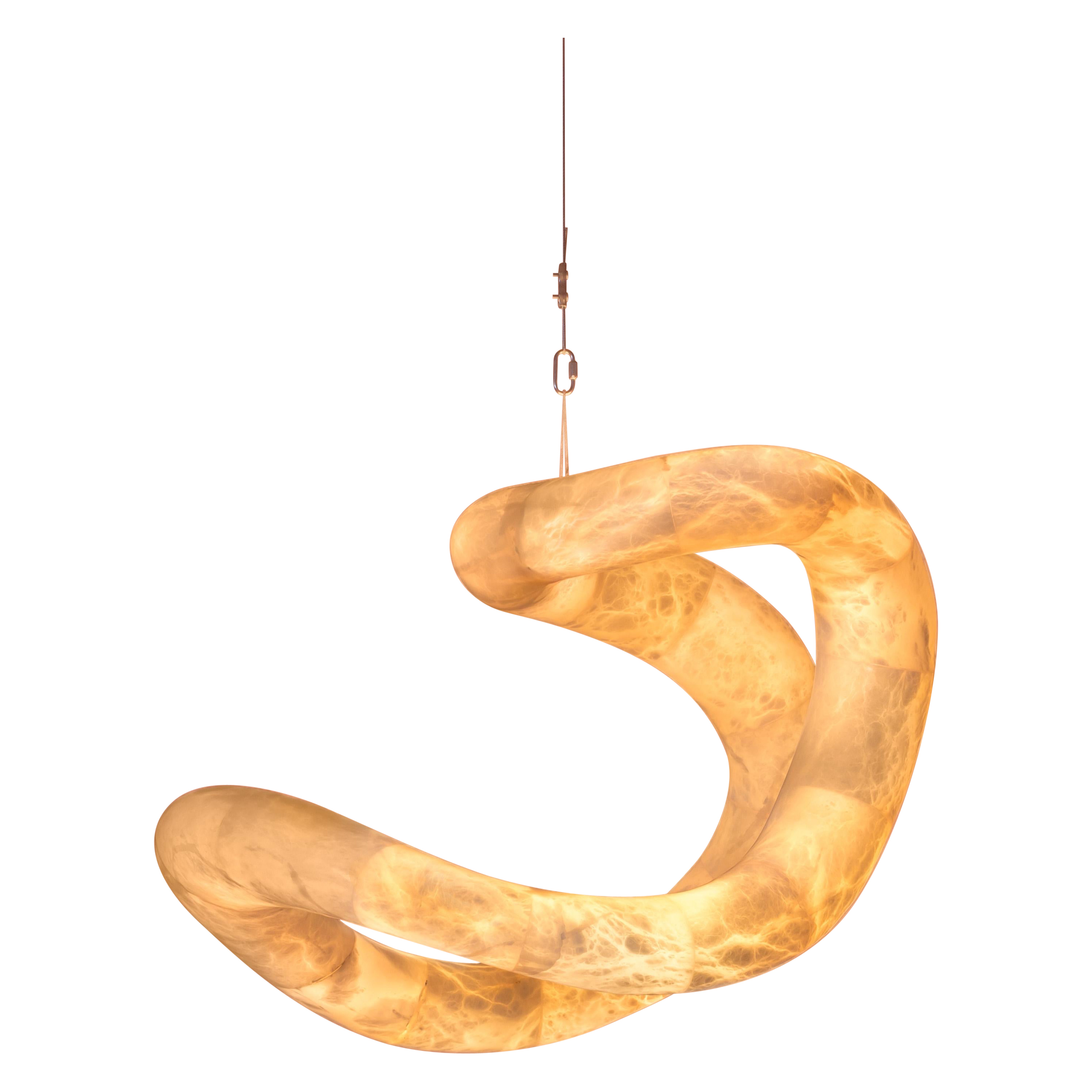 Aqua Fossil Light IV Ceiling Lamp in Alabaster by Amarist Studio For Sale