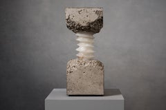 Aqua Fossil Soul IV Decorative Light Sculpture in Alabaster by Amarist Studio
