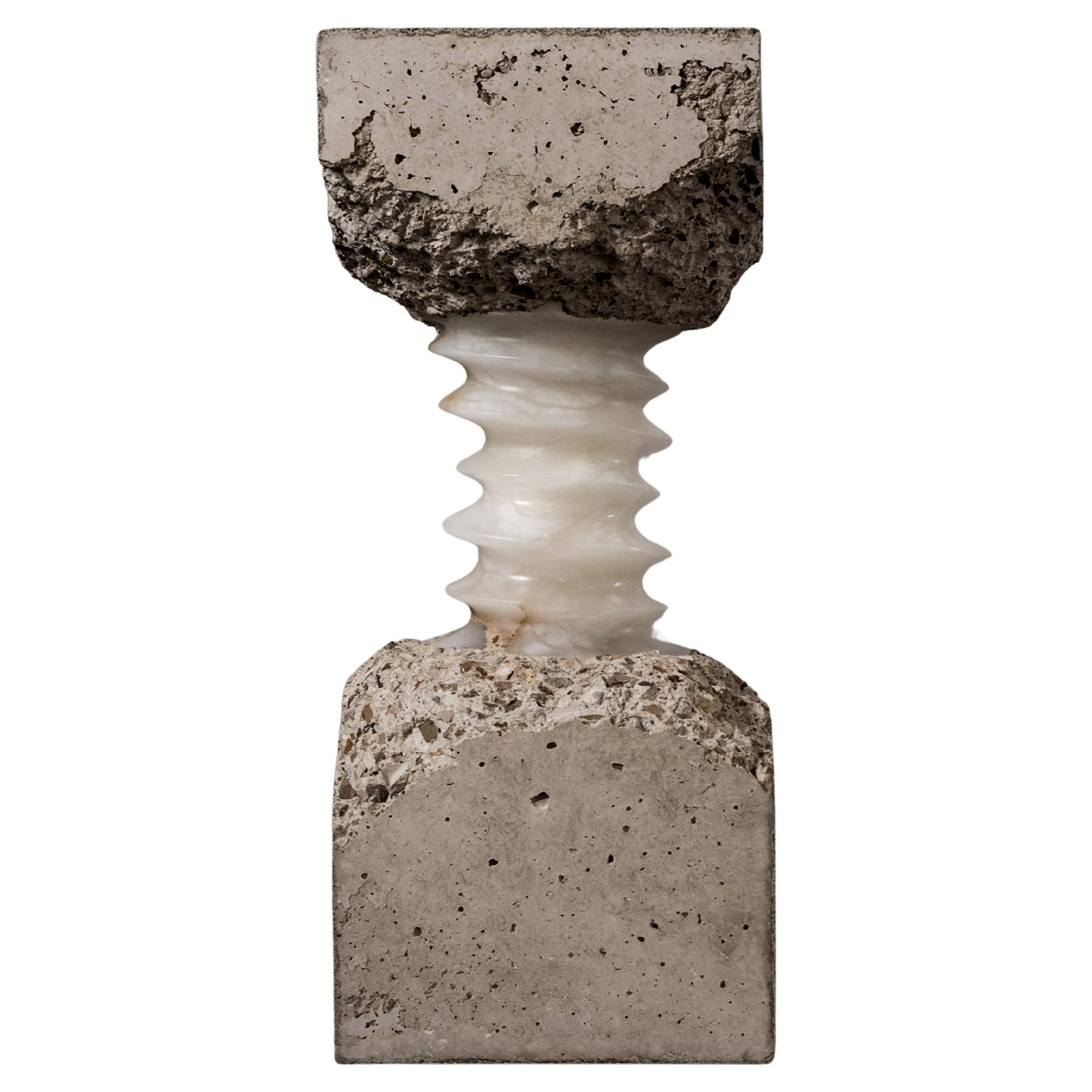 Aqua Fossil Soul IV Decorative Light Sculpture in Alabaster by Amarist Studio For Sale