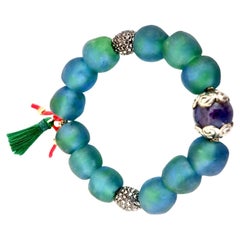 Aqua glass pebbled bracelet