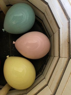 Aqua glossy ceramic balloon sculpture handmade for wall, ceiling installation