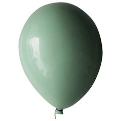 Aqua glossy ceramic balloon sculpture handmade for wall, ceiling installation