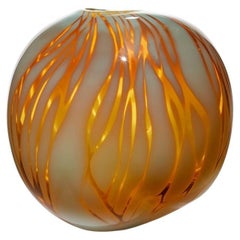 Aqua Gold Tulip Pod, a handblown gold & grey glass vessel by Michèle Oberdieck