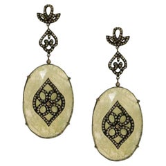 Aqua Goth Diamond Oval Drop Earrings