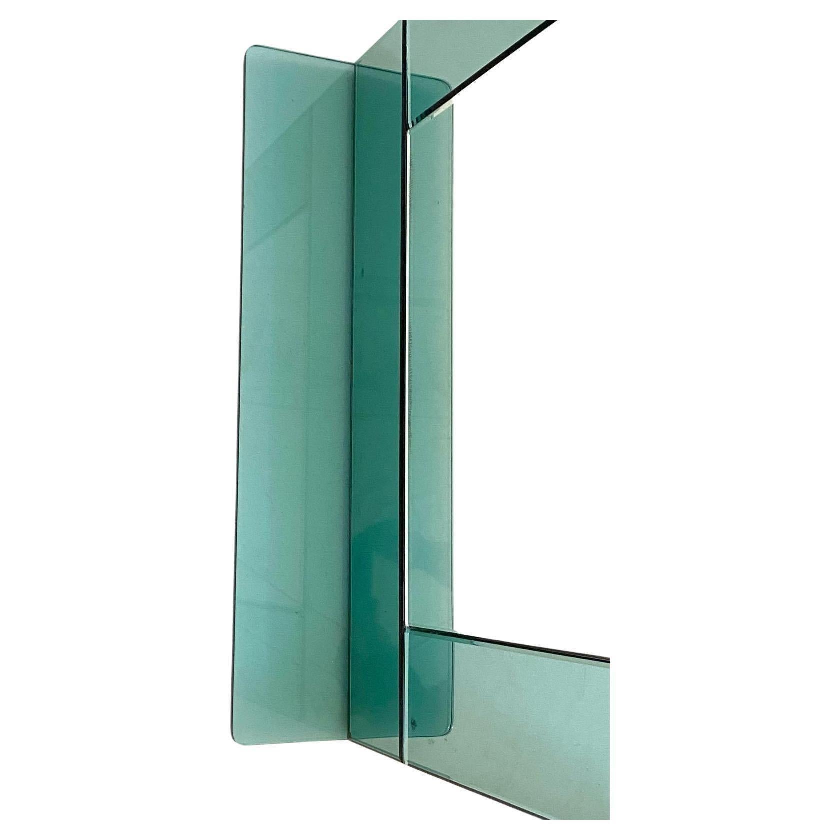 Fine XX secolo Specchio da parete in vetro verde acqua vintage, Italia anni '70 in vendita