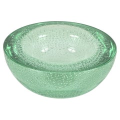 Retro Aqua Green Murano "Bullicante" Glass Bowl or Ashtray, Italy, Barovier 1960