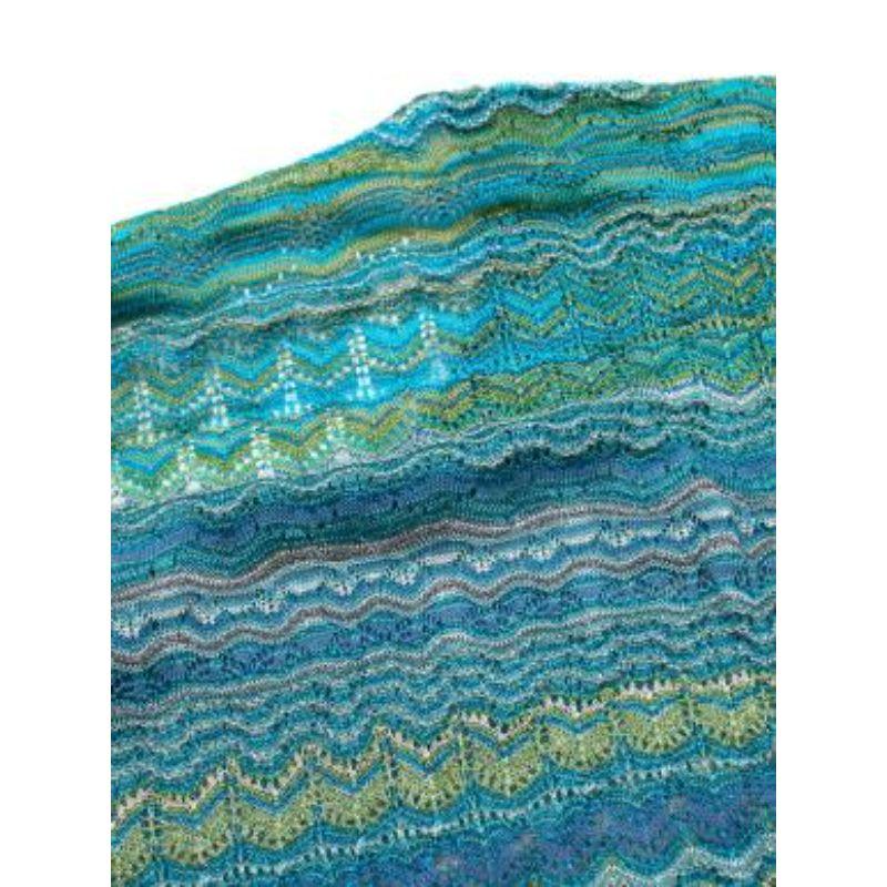 Green Aqua & green striped knitted top For Sale