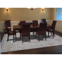 Aqua Hand Knotted Wool and Silk Broken Persian Design Oriental Rug