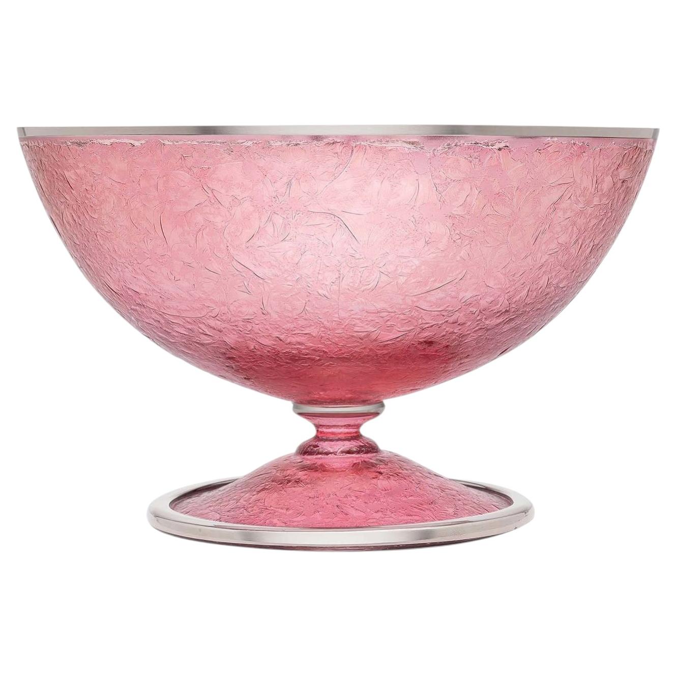 Aqua Large Pink Fruit Bowl For Sale