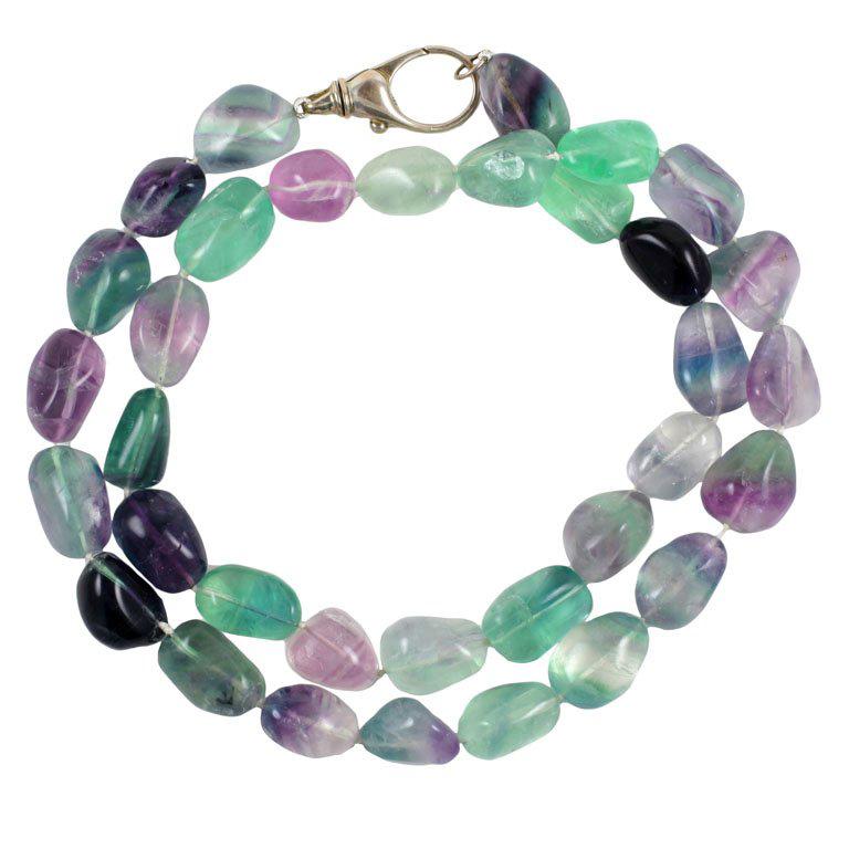 Aqua, Lavender, Clear Stone Necklace