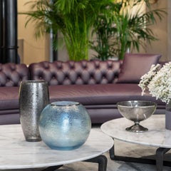 Aqua Light Blue Round Vase