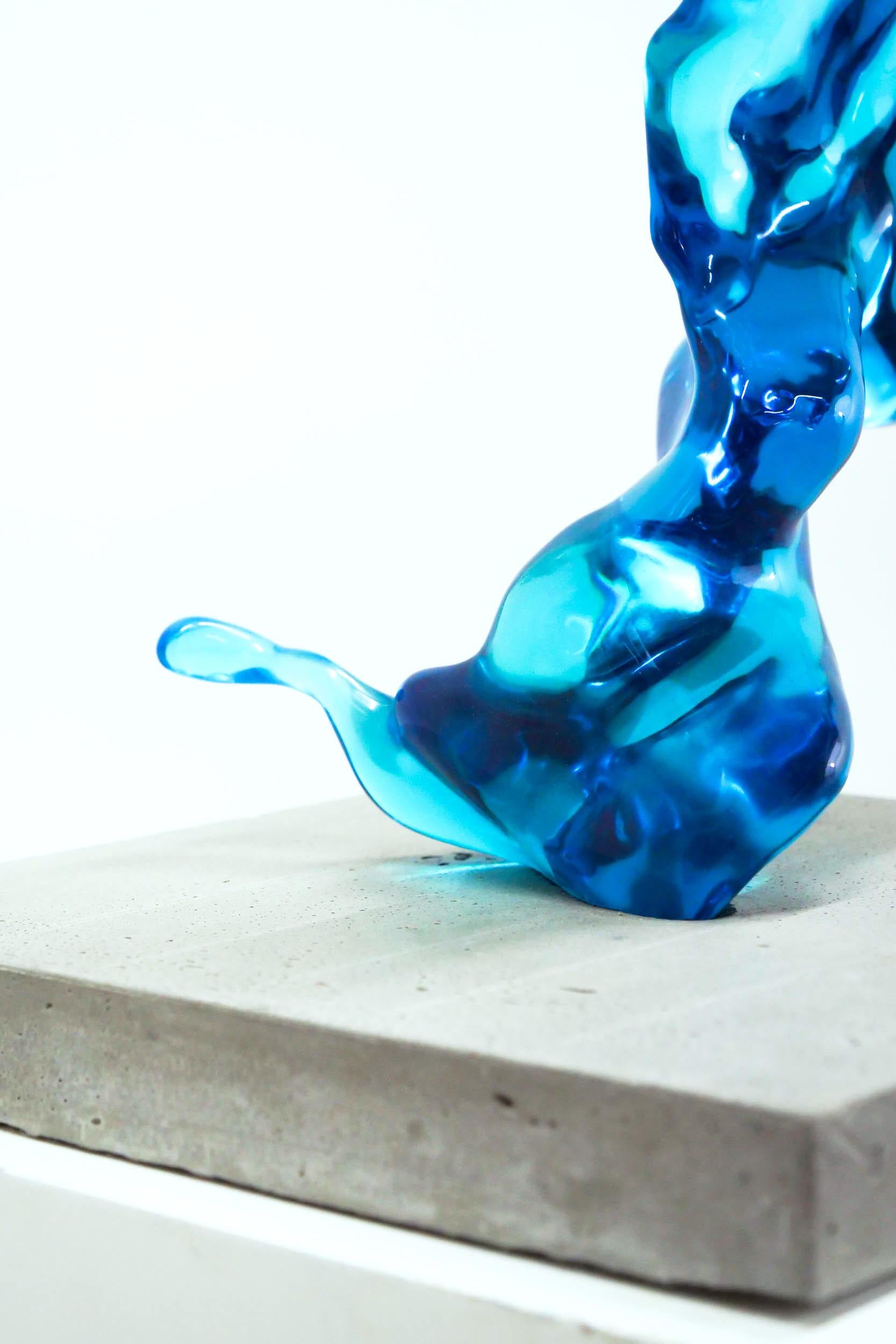 Cast Aqua Lucis Transparent Blue Resin Sculpture For Sale