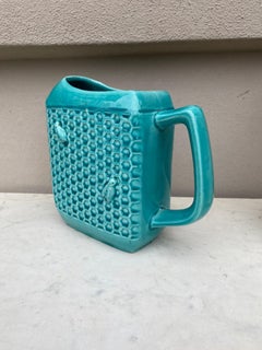 Aqua Majolica Bee Pitcher Saint Clement, Circa 1950