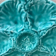 Assiette à huîtres Aqua Majolica Gien:: circa 1950
