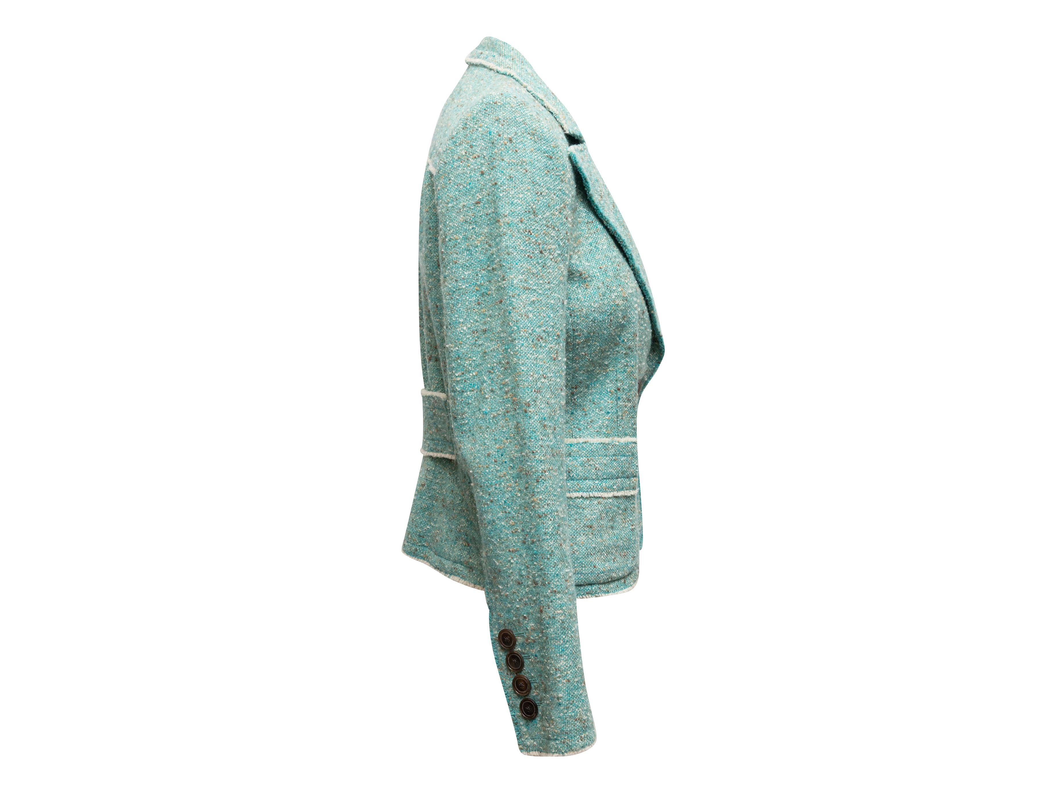 Aqua Marc Jacobs Wool Tweed Blazer Size US 4 (Blau) im Angebot