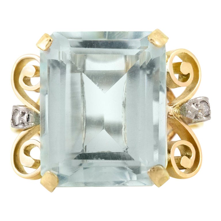 Bague En Aigue-marine Et Argent 925, Taille 56, Surélevée - Création Française !