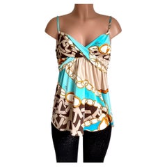 Aqua mint blue printed silk jersey cami slip MILLI top - NWT Flora Kung