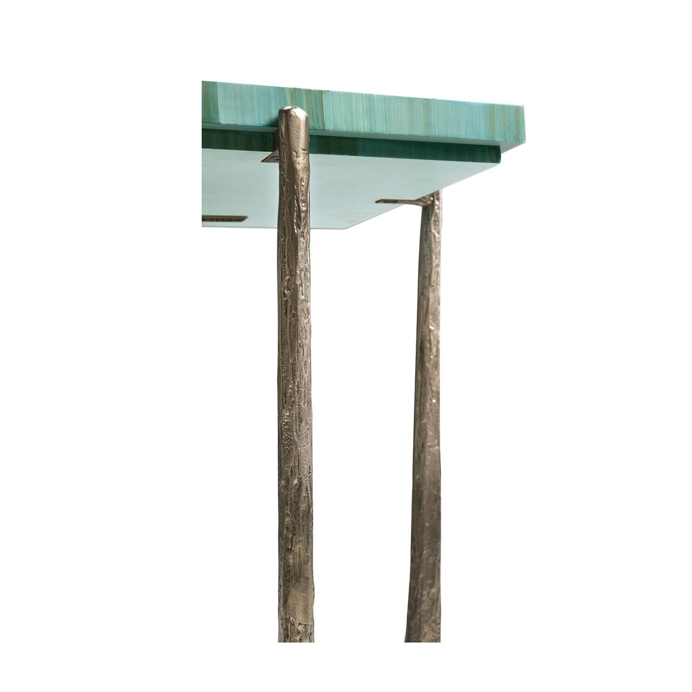 Métal Table d'appoint carrée Aqua Mist en vente