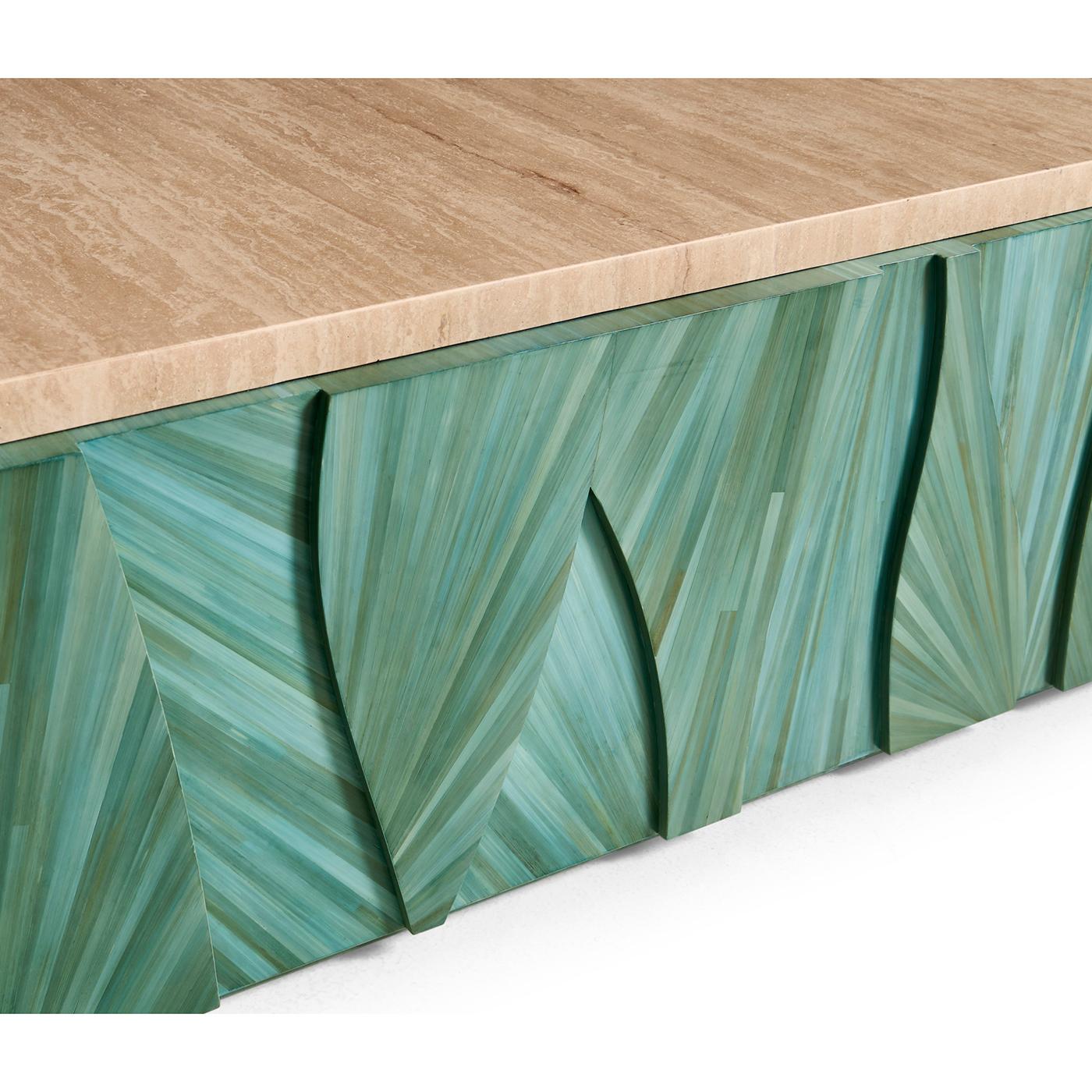 Table basse carrée à plateau en marbre Aqua Mist Neuf - En vente à Westwood, NJ