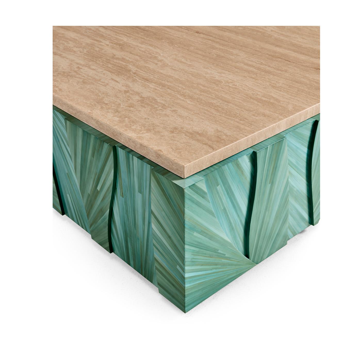 XXIe siècle et contemporain Table basse carrée à plateau en marbre Aqua Mist en vente
