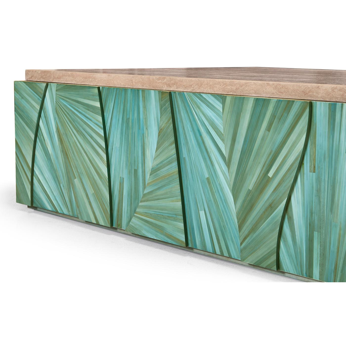 Marbre Table basse carrée à plateau en marbre Aqua Mist en vente