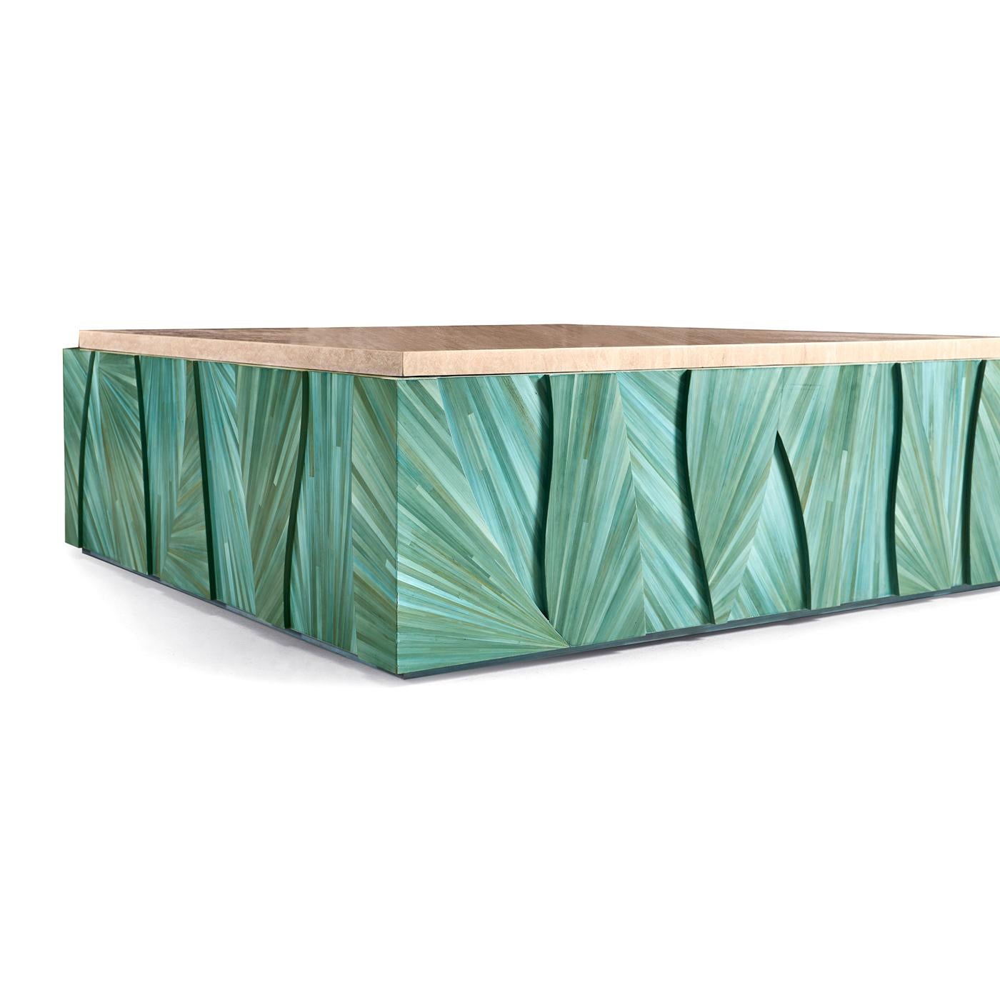 Table basse carrée à plateau en marbre Aqua Mist en vente 1