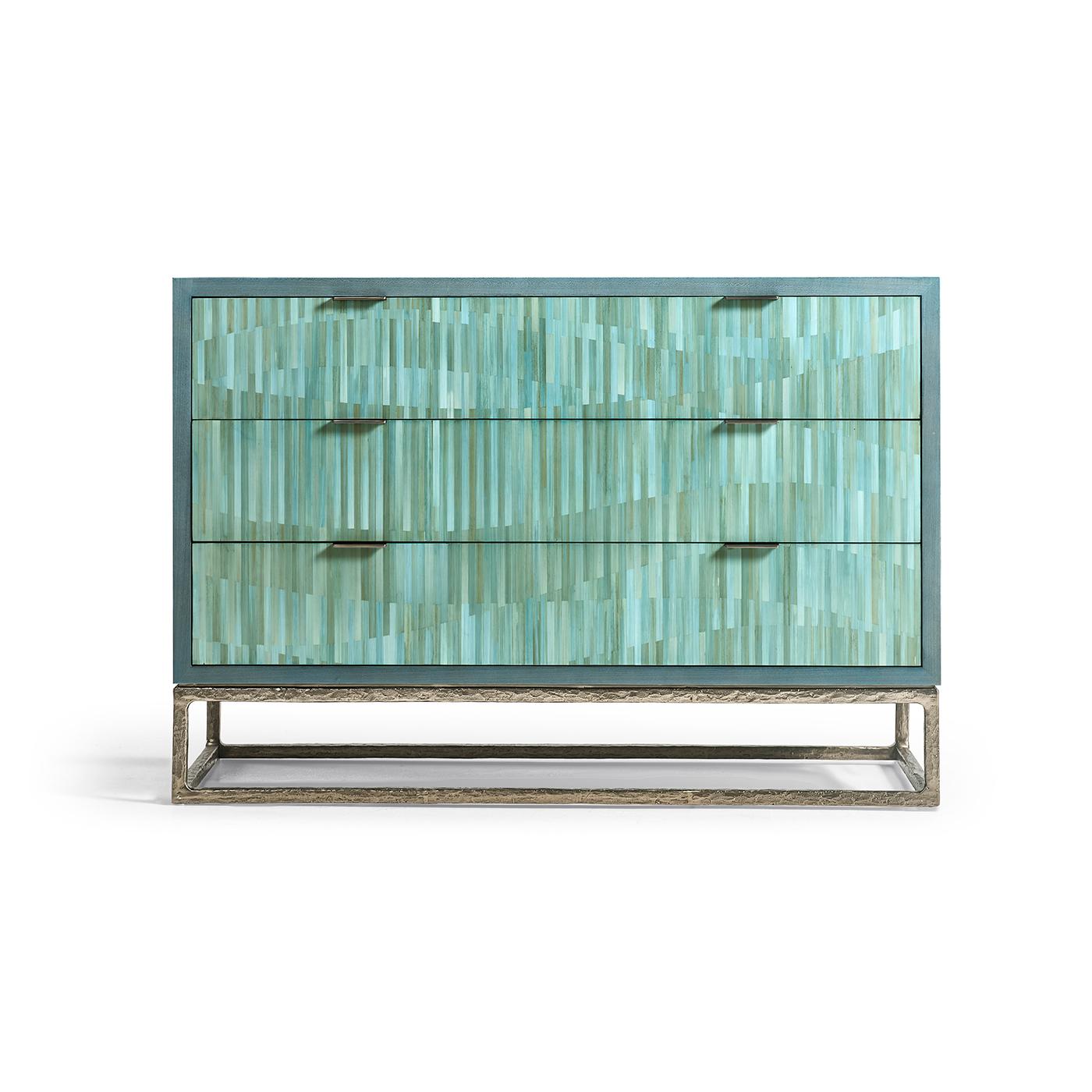 Moderne Commode à trois tiroirs Aqua Mist en vente