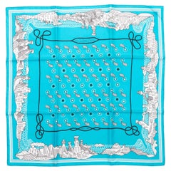 Aqua
Multicolor Hermes
Les Canyons Etoiles" Motif Printed Silk Scarf