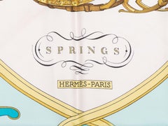 Aqua & Multicolor Hermes Springs Motif Printed Silk Scarf