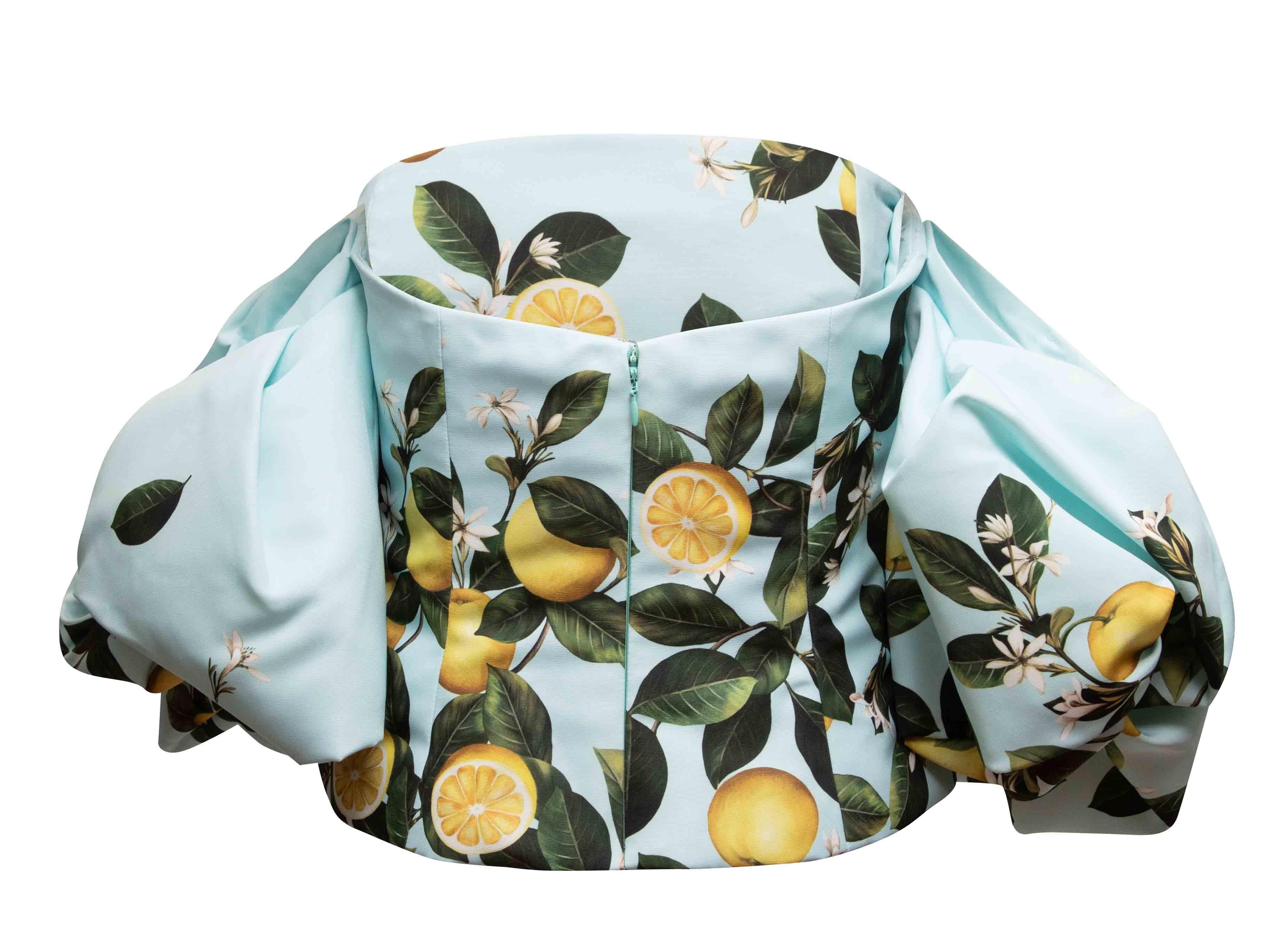 Blusa con estampado de limones Aqua y multicolor Oscar De La Renta Talla US 8 Gris en venta