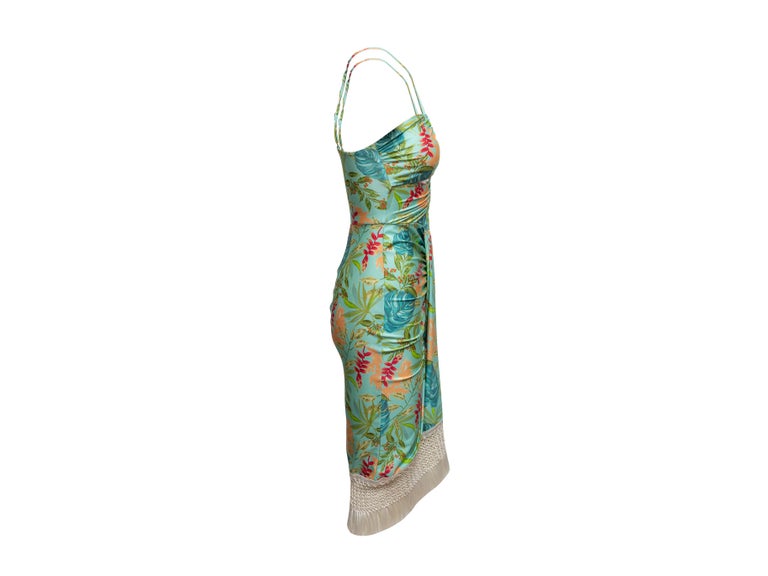 Aqua and Multicolor PatBO Tropical Print Fringe-Trimmed Dress Size US XS For Sale at 1stDibs Aqua and Multicolor PatBO Tropical Print Fringe-Trimmed Dress Size US XS For Sale at 1stDibs