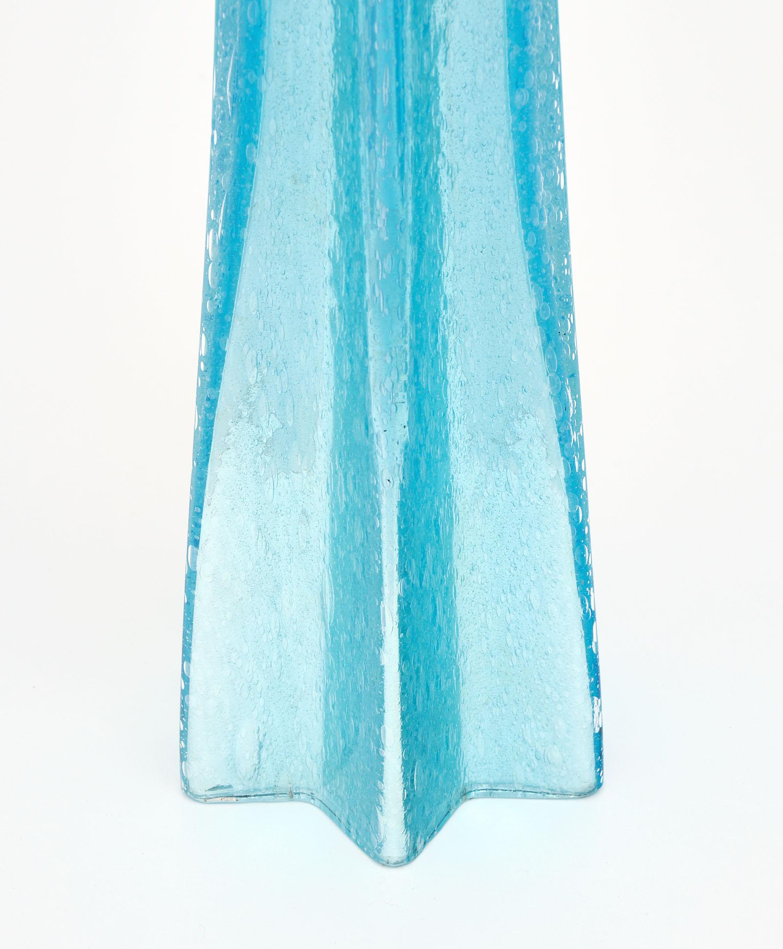 Contemporary Aqua Murano Pulegoso Glass Lamps For Sale