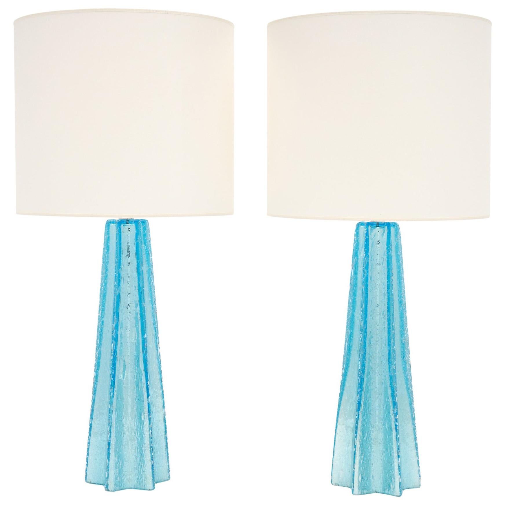 Aqua Murano Pulegoso Glass Lamps