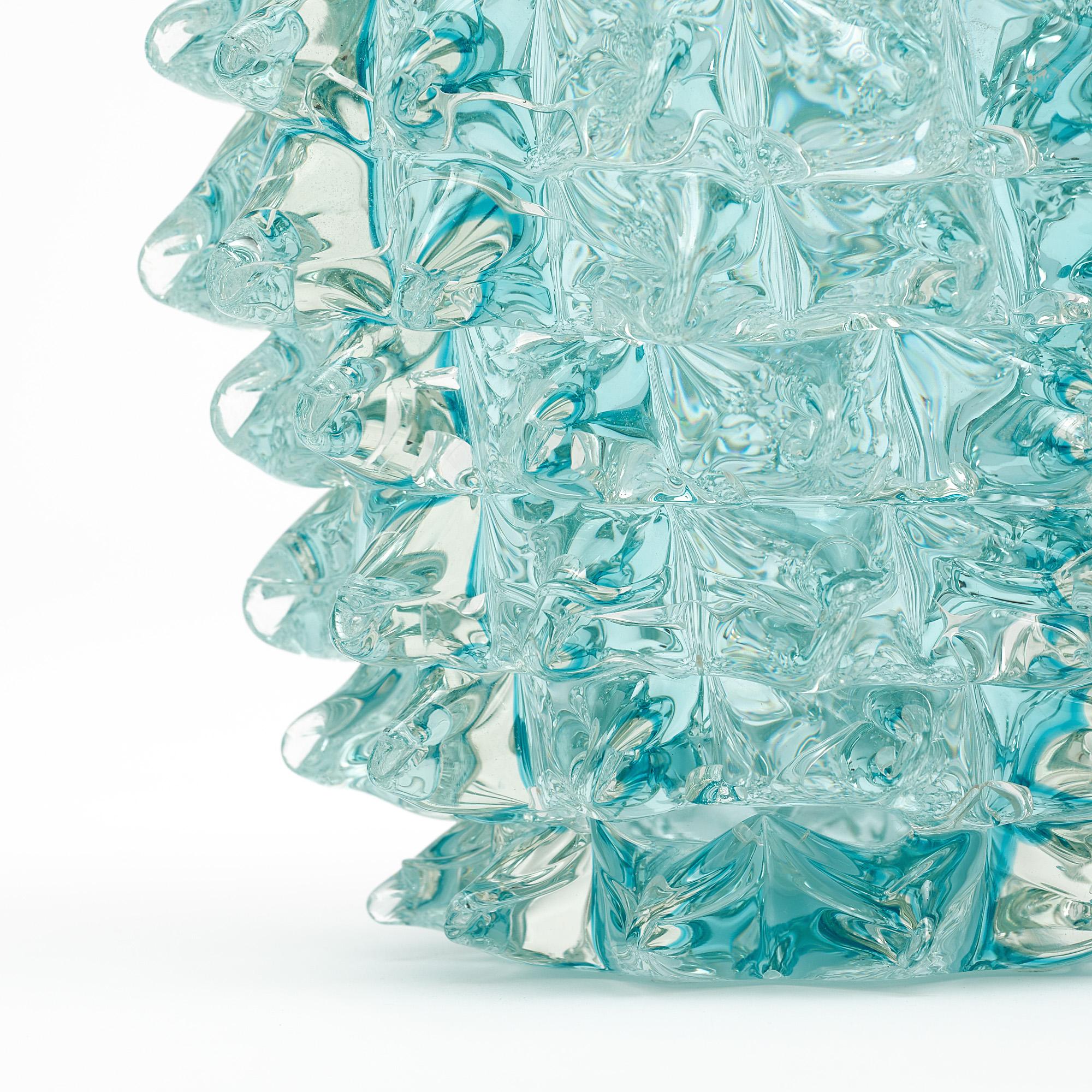 Murano Glass Aqua Murano “Rostrate” Vase For Sale