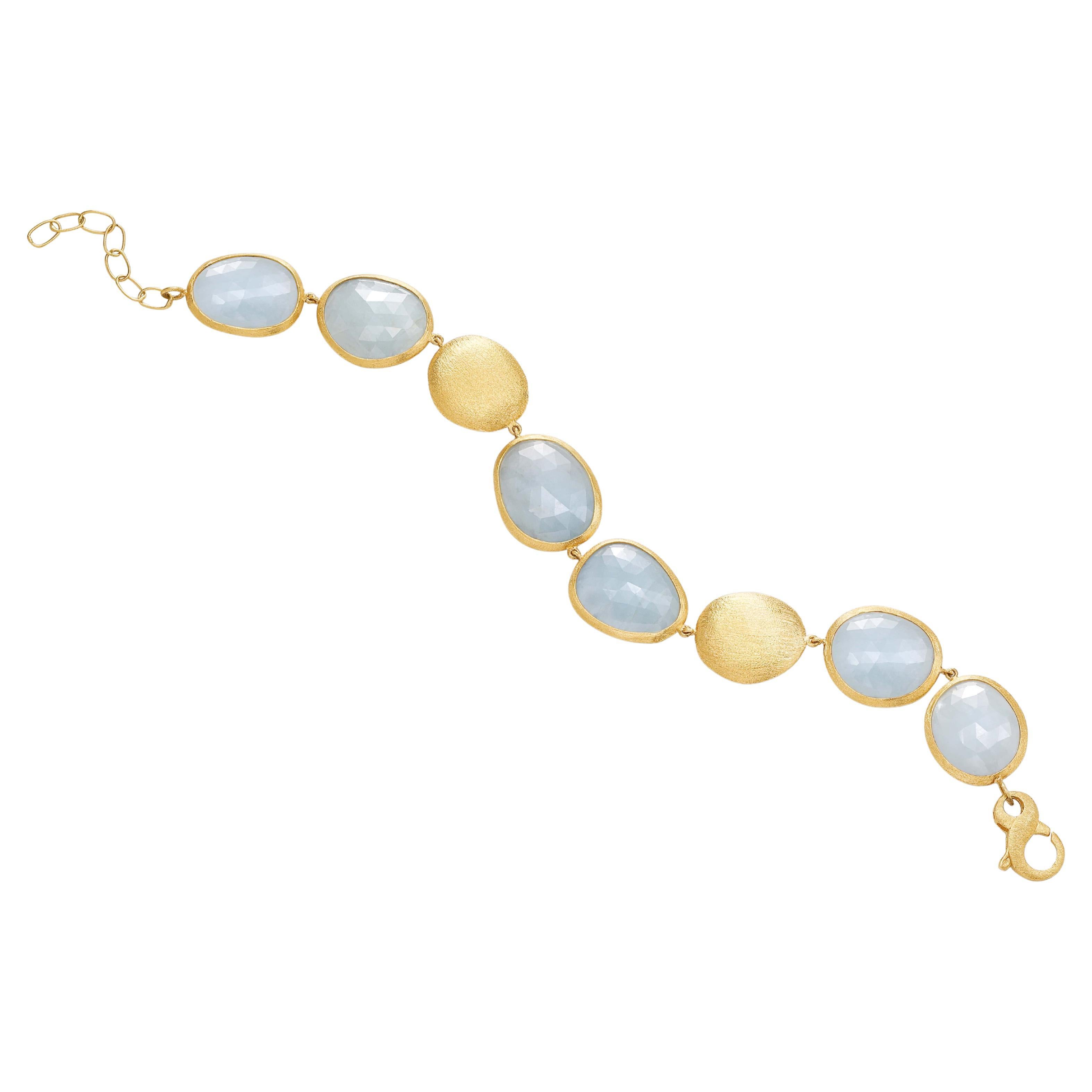 Yvel Aqua Natural Aquamarine Bracelet in 18K Yellow Gold