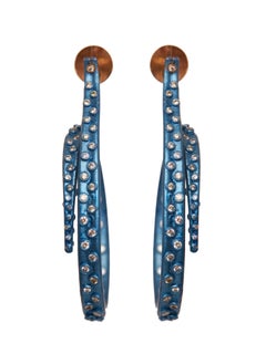 Aqua Octopus Earrings in Recycled Aluminium, 18kt & 14kt Gold & Diamond