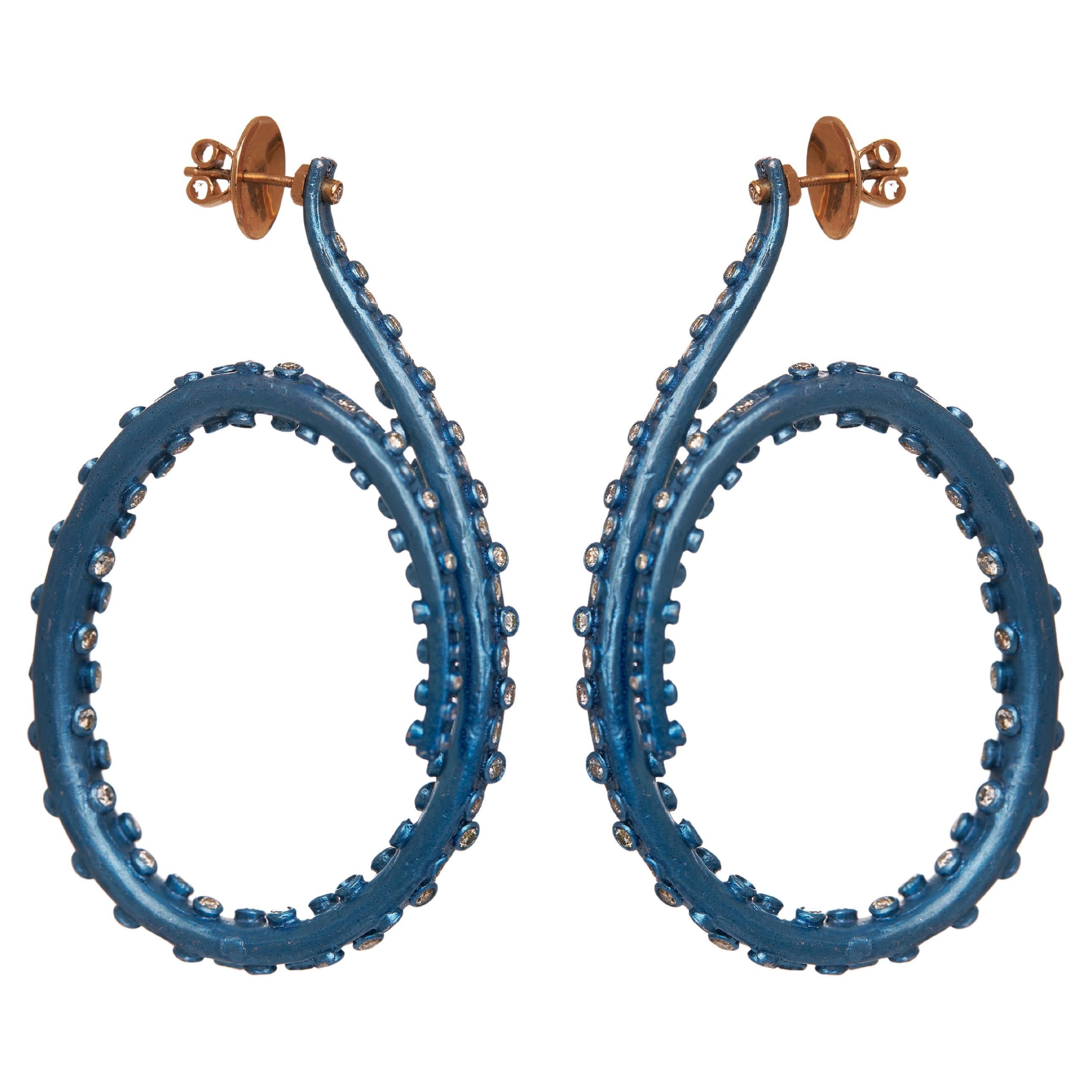 Orecchini Aqua Octopus in alluminio riciclato, oro 18kt e diamanti in vendita