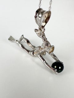 Aqua pendant necklace DIVER pendant necklace 14KT pearl necklace