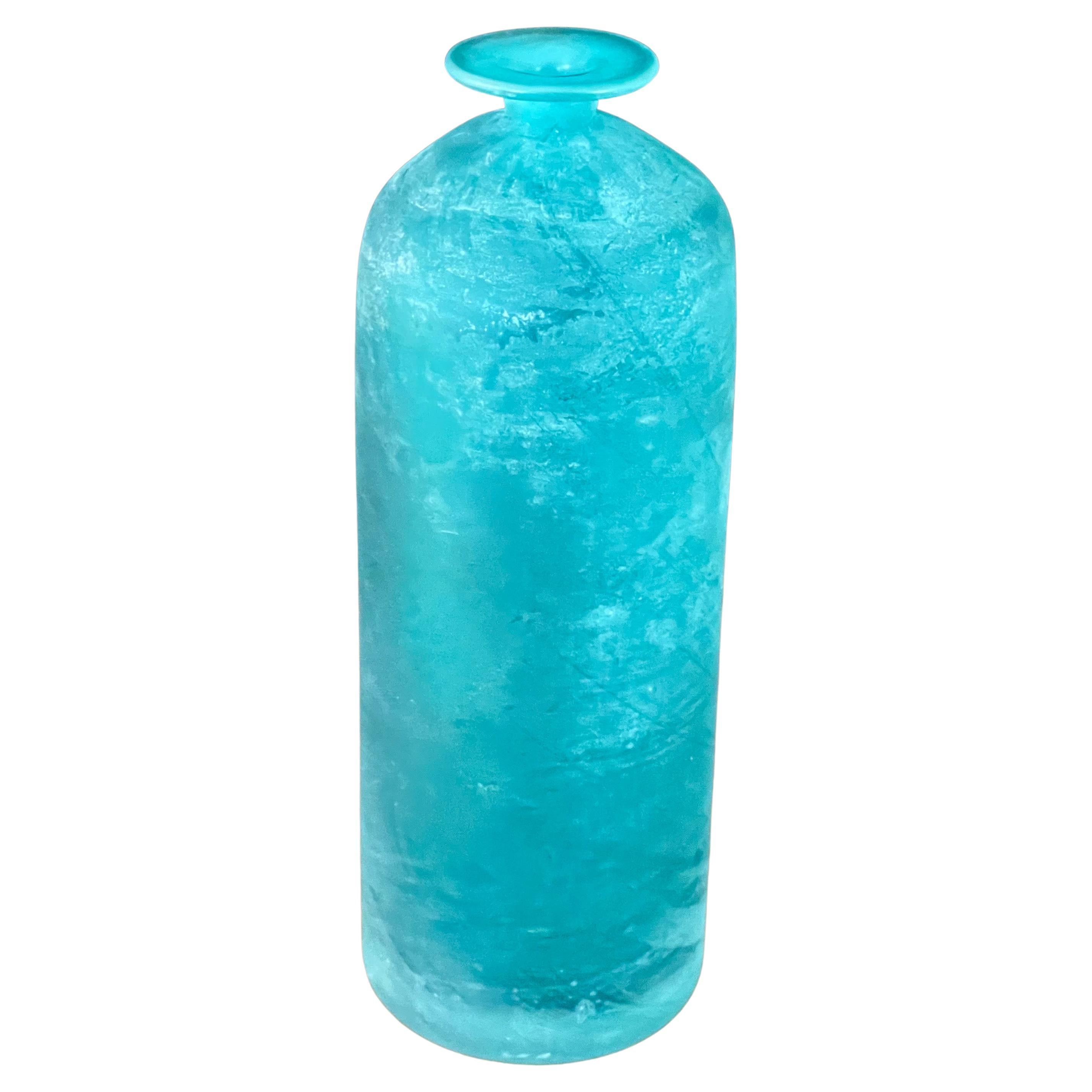 Modern Aqua Scavo Art Glass Vase by Gino Cendese for Murano For Sale