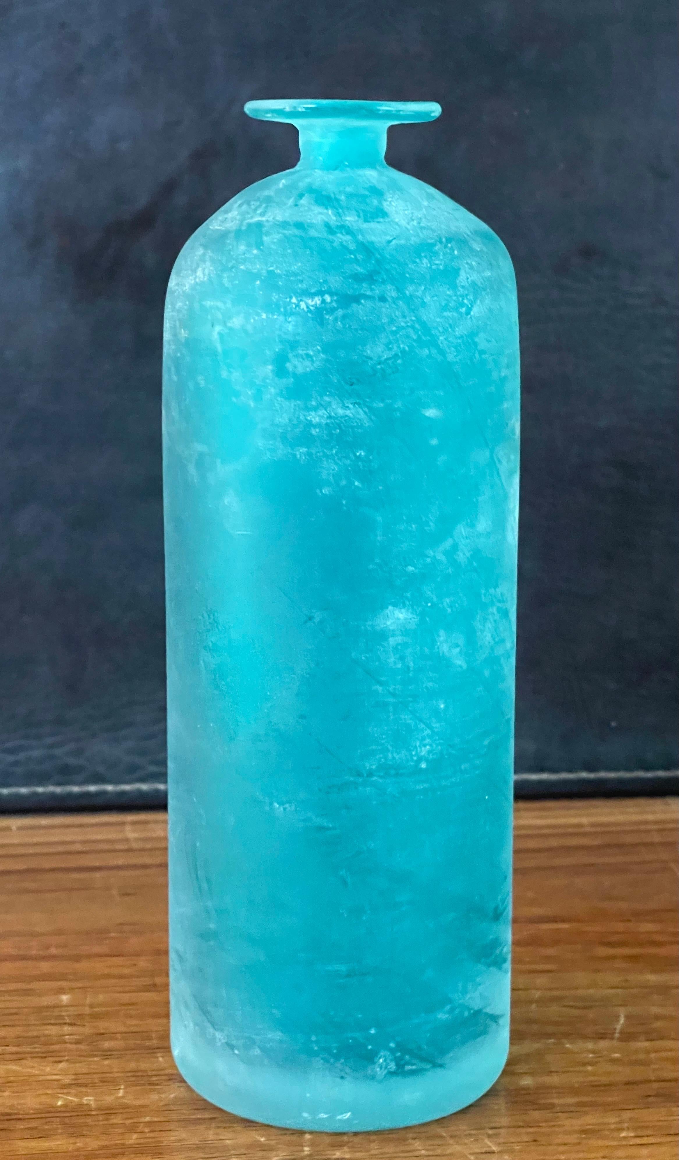 Italian Aqua Scavo Art Glass Vase by Gino Cendese for Murano For Sale