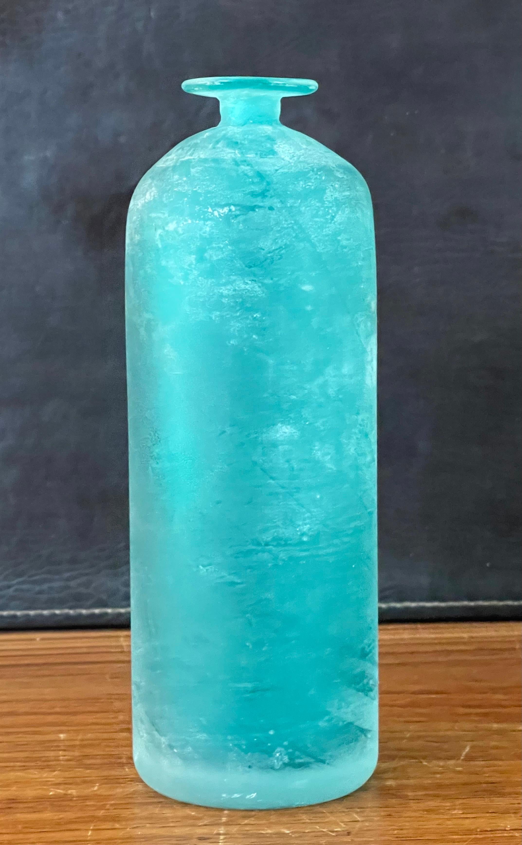 20th Century Aqua Scavo Art Glass Vase by Gino Cendese for Murano For Sale