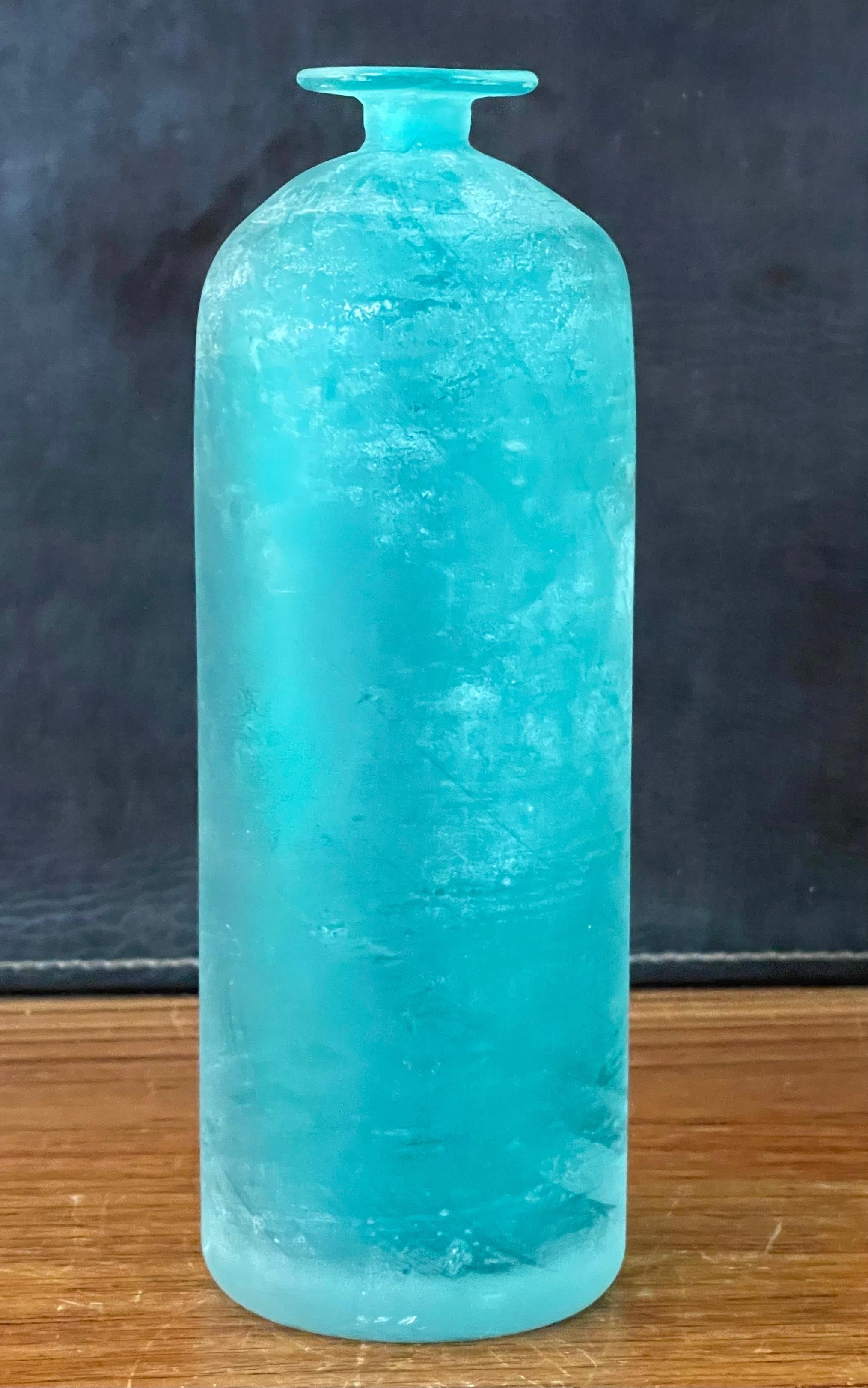 Aqua Scavo Art Glass Vase by Gino Cendese for Murano For Sale 1