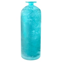 Retro Aqua Scavo Art Glass Vase by Gino Cendese for Murano