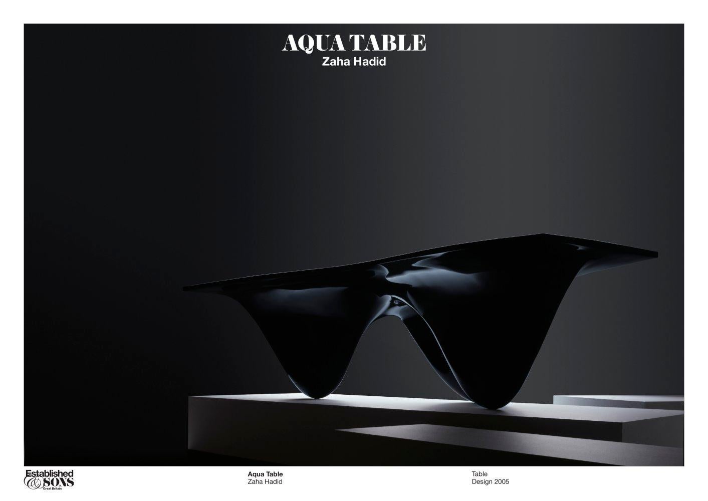 English Aqua Table by Zaha Hadid for Established & Sons in High Gloss Black