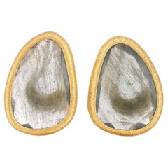 Aqua Aqua-Tropfen-Ohrringe aus 18 Karat Gelbgold