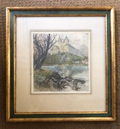 Aqua Tint Etching "Melk Monastery on the Danube" by Luigi Kasimir
