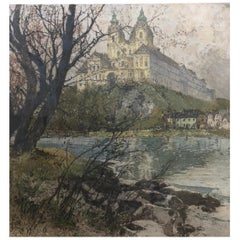 Aqua Tint Etching "Melk Monastery on the Danube" by Luigi Kasimir