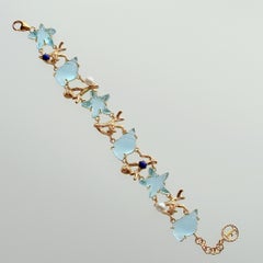 Bracelet Aqua Venetian Glass Shells Starfish Lapis & Perles:: Bracelet Meribella