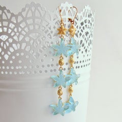 Aqua Venetian Glass Starfish Long Earrings, Meribella Duster Earrings